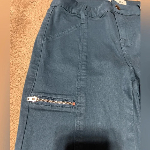 Pistola Skinny Denim Jean Night Sea Teal Blue Silver Hardware NWT Size 26 - Picture 3 of 5